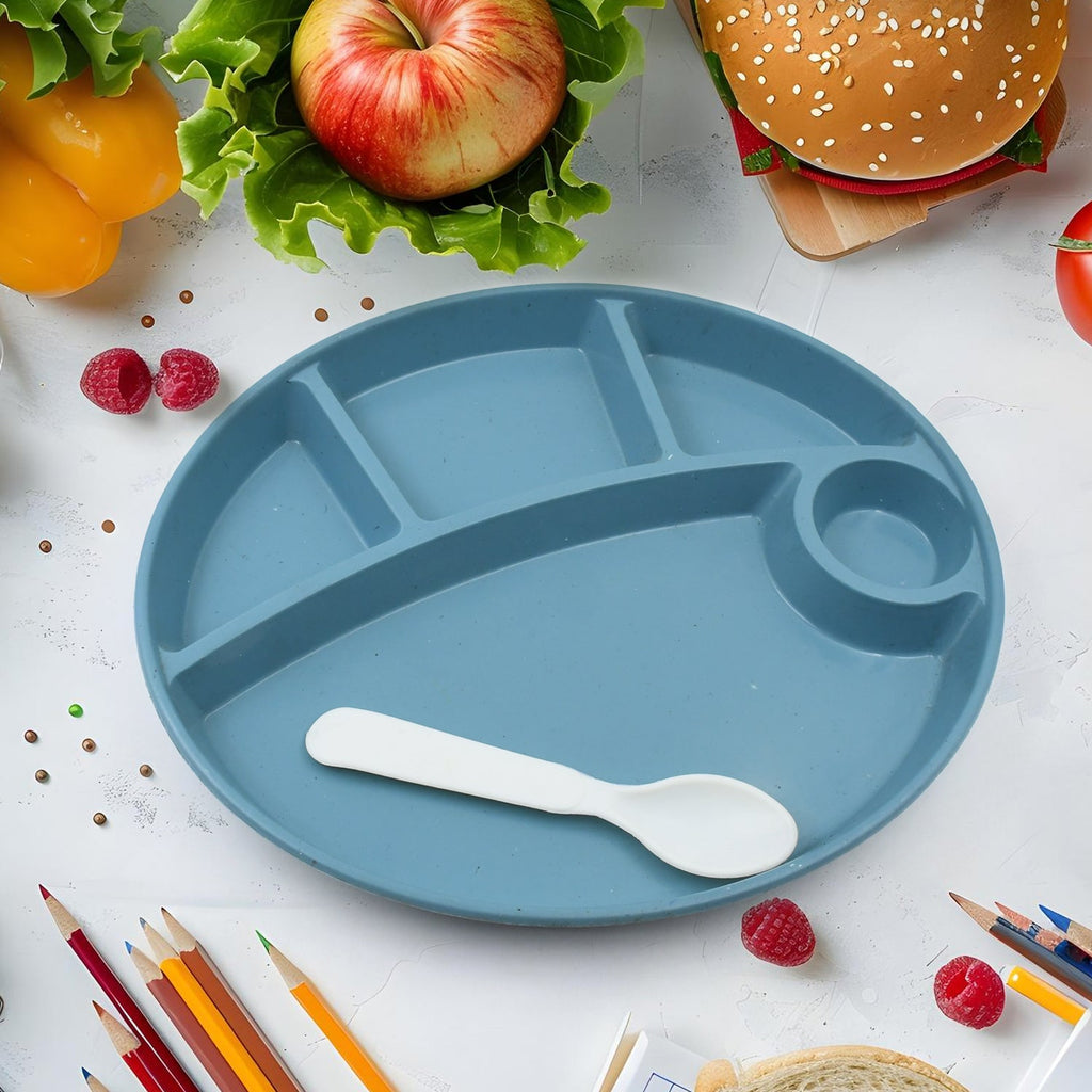 Biodegradable 5 Compartment Plate With Spoon for kids