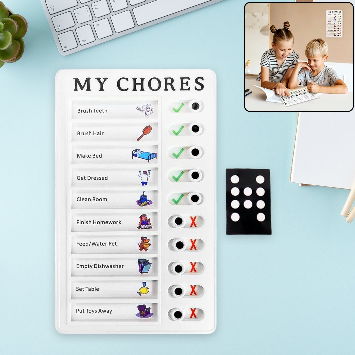 Portable My Chores Home Note Board Management Planning Memo Boards Reminding Time. (Size :- 20x12Cm)