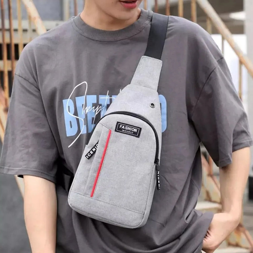 Waterproof crossbody fanny pack in grey - Anti-Theft Crossbody Bag pack with USB Charging