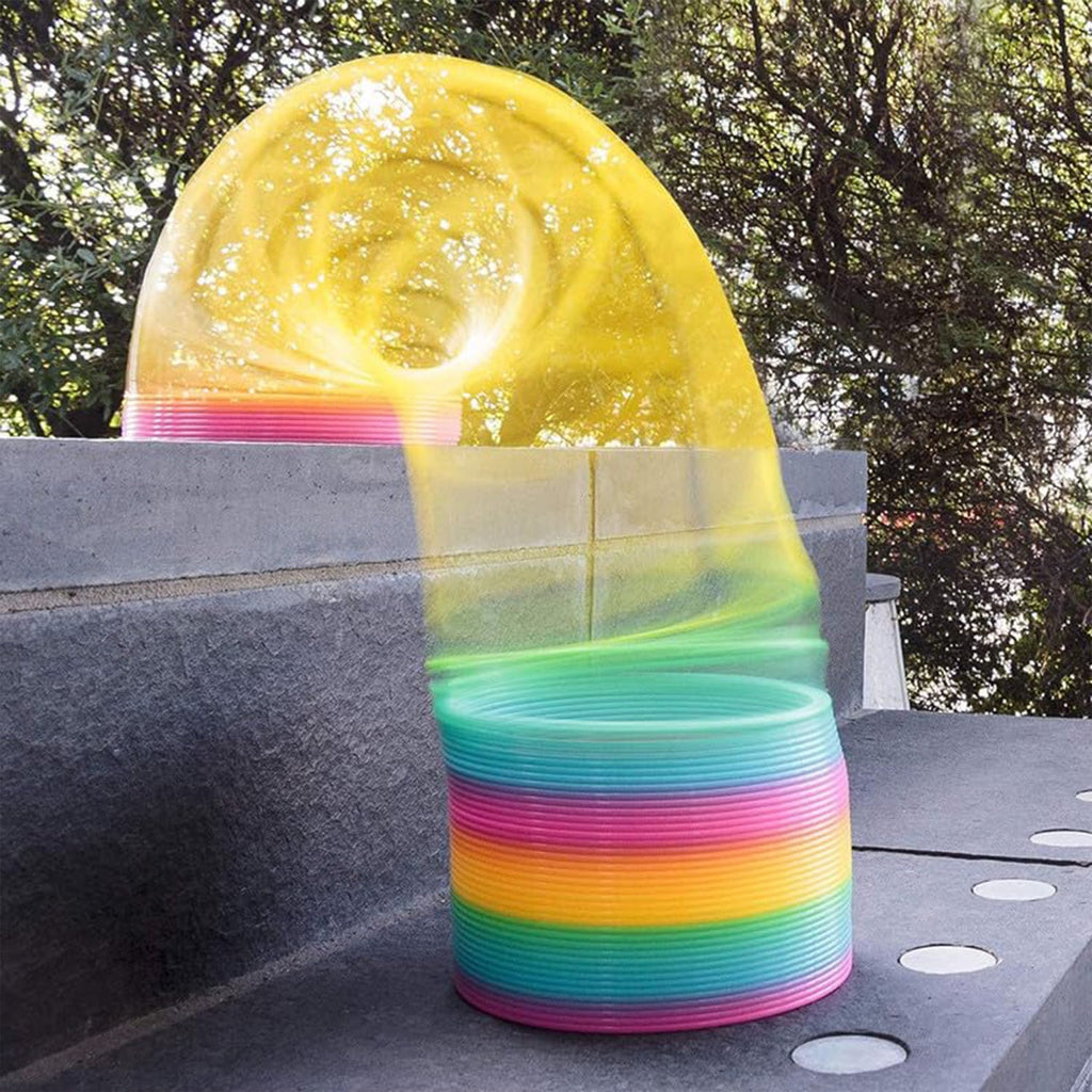 Rainbow Slinky Spring Toy – Compact, Portable Fun Toy for Kids & Adults, Great for Birthdays (1 Pc)