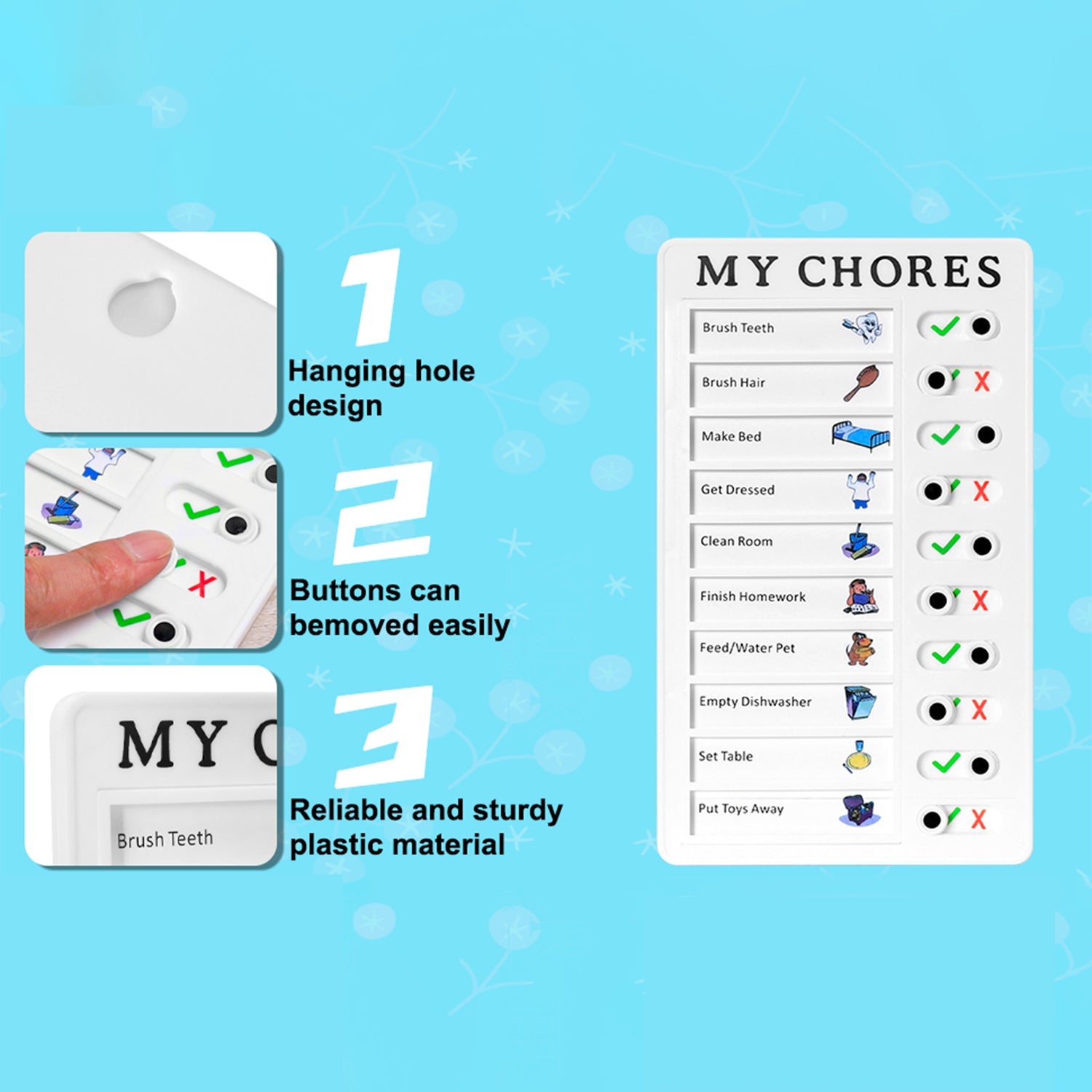 Portable My Chores Home Note Board Management Planning Memo Boards Reminding Time. (Size :- 20x12Cm)