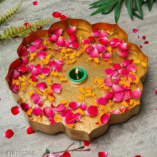 Onam Special Gold Iron Uruli Bowl | 9‑Inch Traditional Décor for Flowers & Tealights