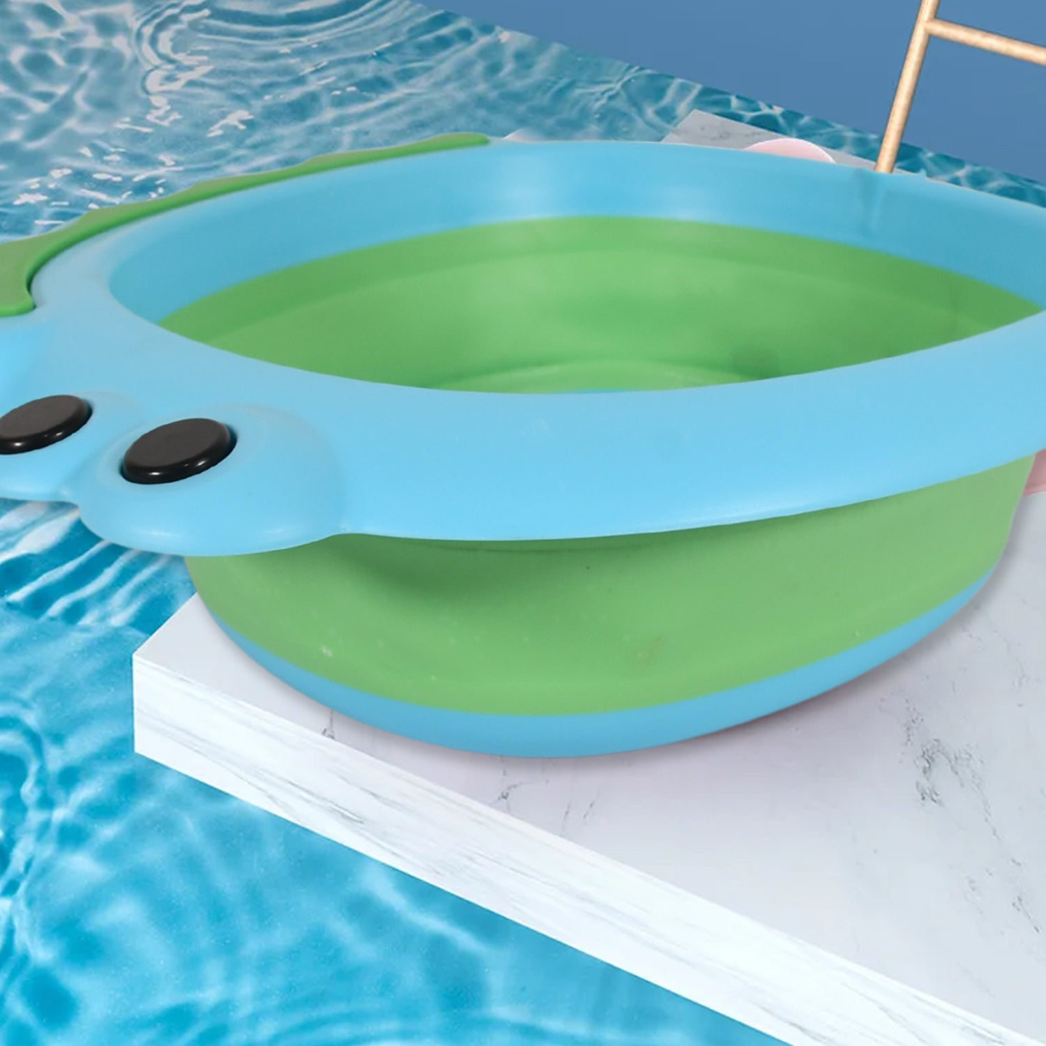Frog Shape Foldable Baby Wash Basin, Space-Saving Lightweight Face Washing Tub (33×31cm / 1 Pc)