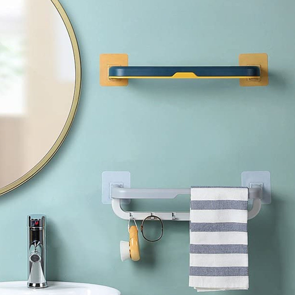 Towel Holder Double Bar with Adjustable Folding Shelf