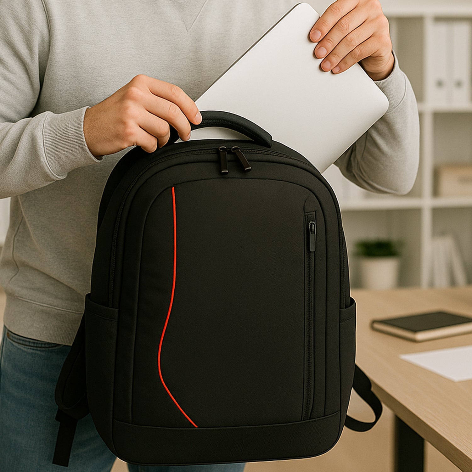 Black Waterproof Laptop Shoulder Bag 