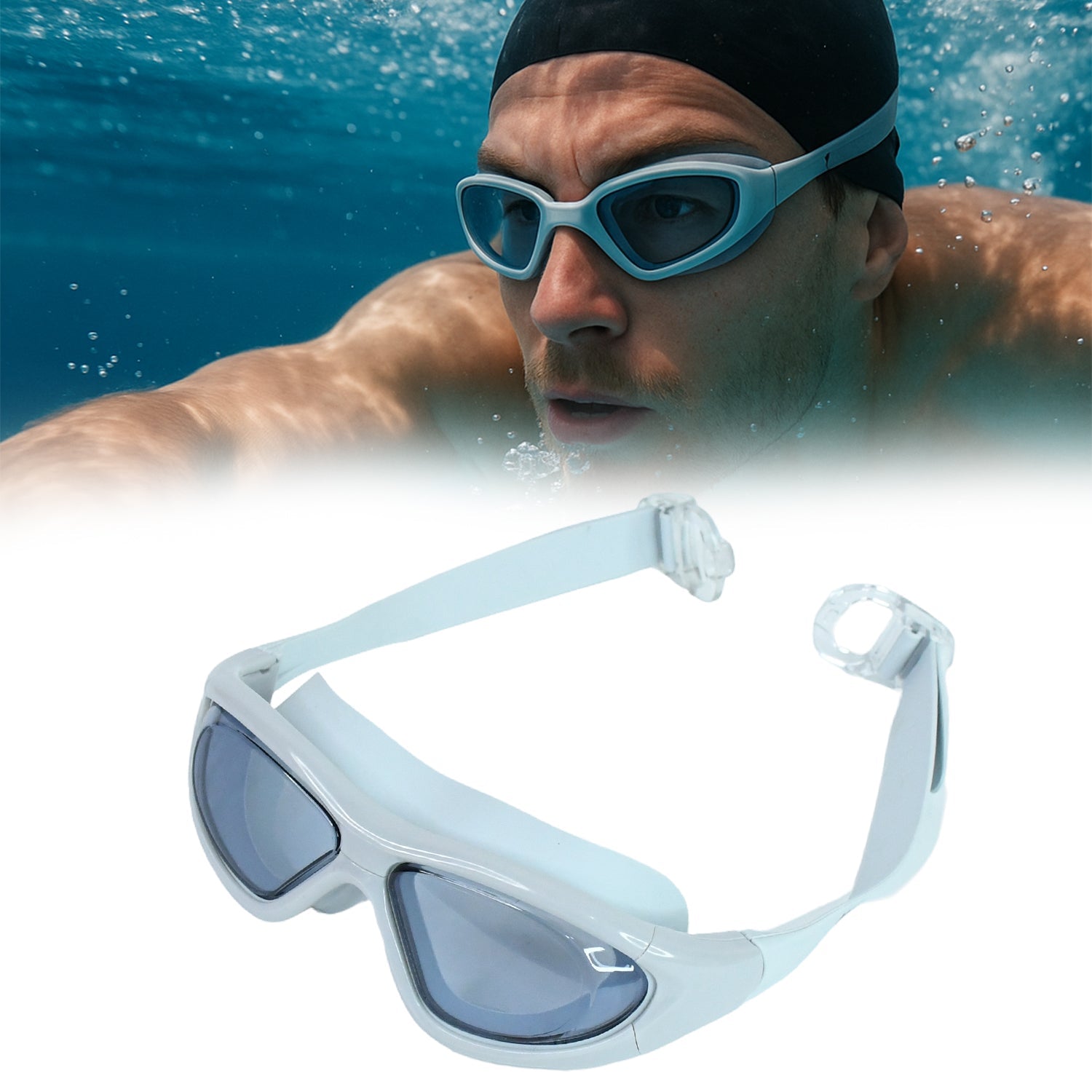 Knx Premium Wide Vision Swimming Goggles With protective hard case (1 Pc)