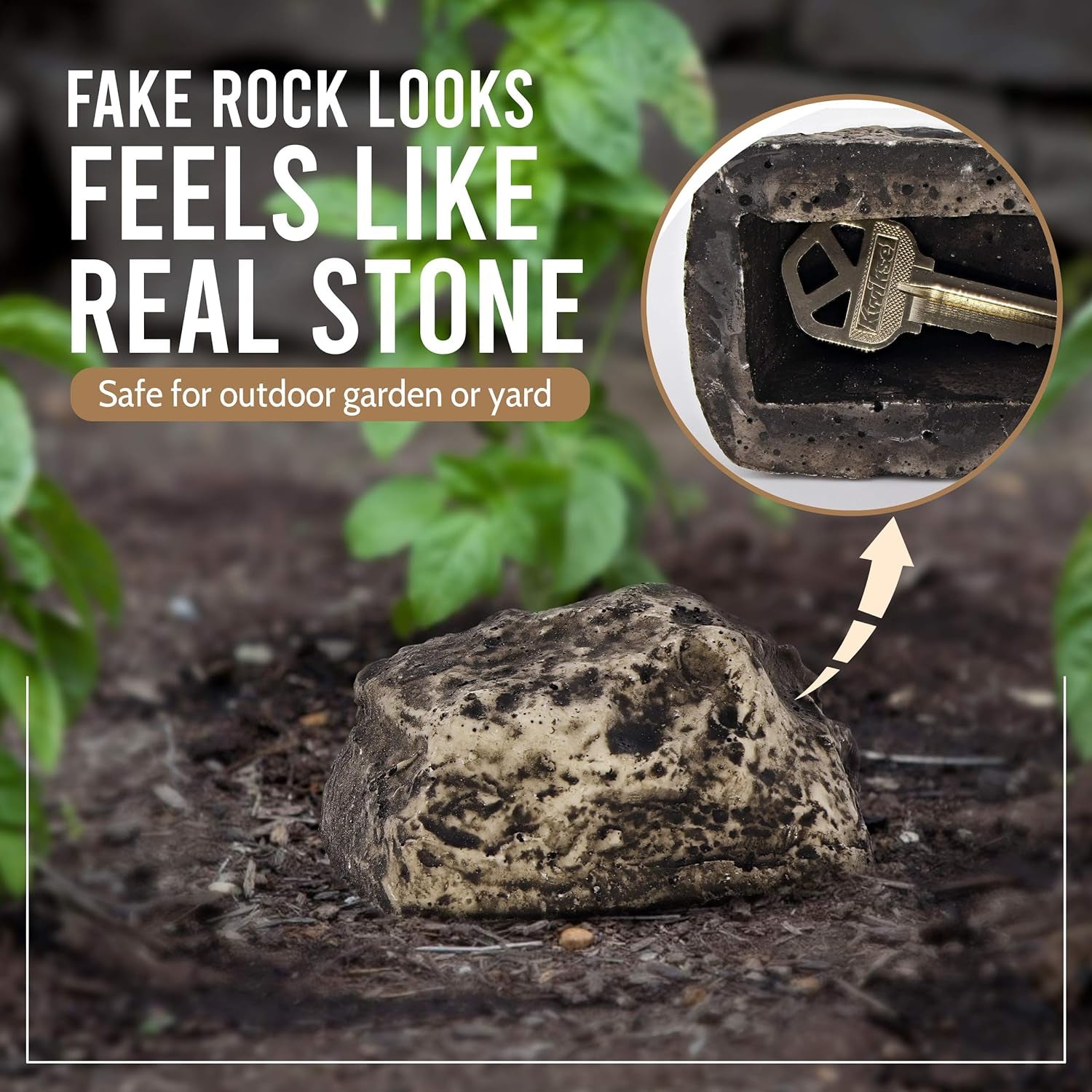 Realistic Fake Rock Key Hider – Weatherproof Outdoor Key Storage for Emergencies (1 Pc)
