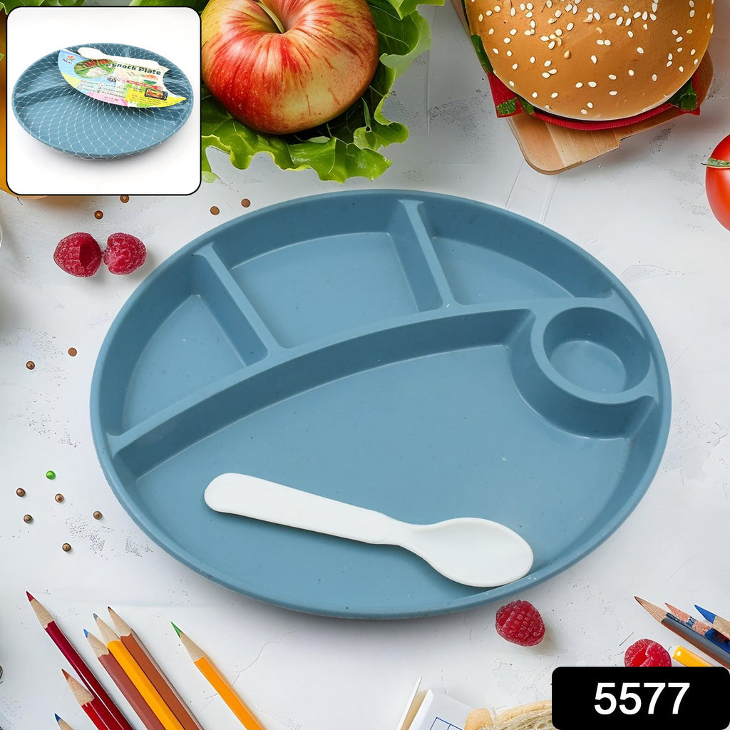 Biodegradable 5 Compartment Plate With Spoon for kids