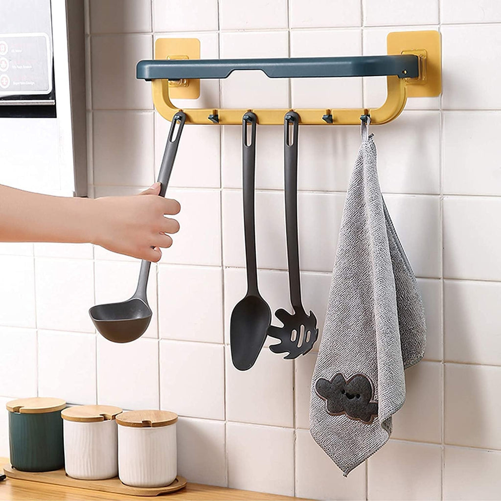 Towel Holder Double Bar with Adjustable Folding Shelf