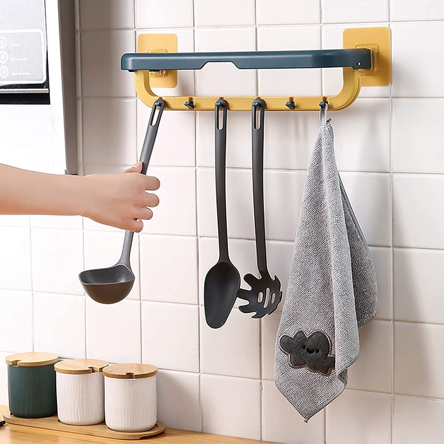 Towel Holder Double Bar with Adjustable Folding Shelf