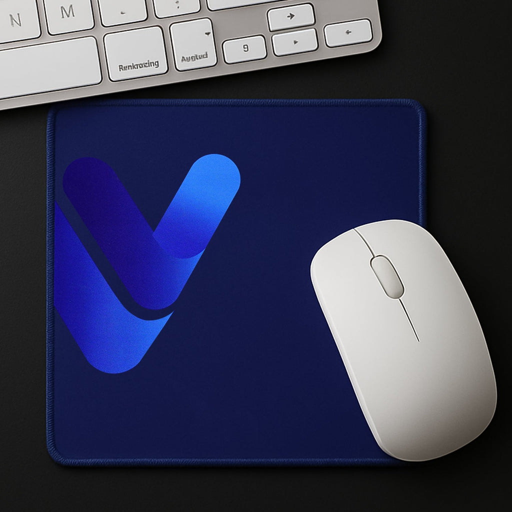 Gaming Mouse Pad featuring a blue abstract design, waterproof and skid resistant, ideal for gaming and office use.