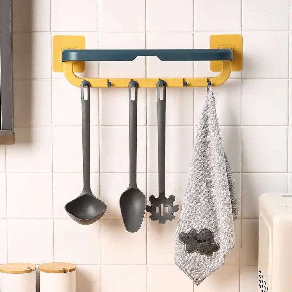 Towel Holder Double Bar with Adjustable Folding Shelf