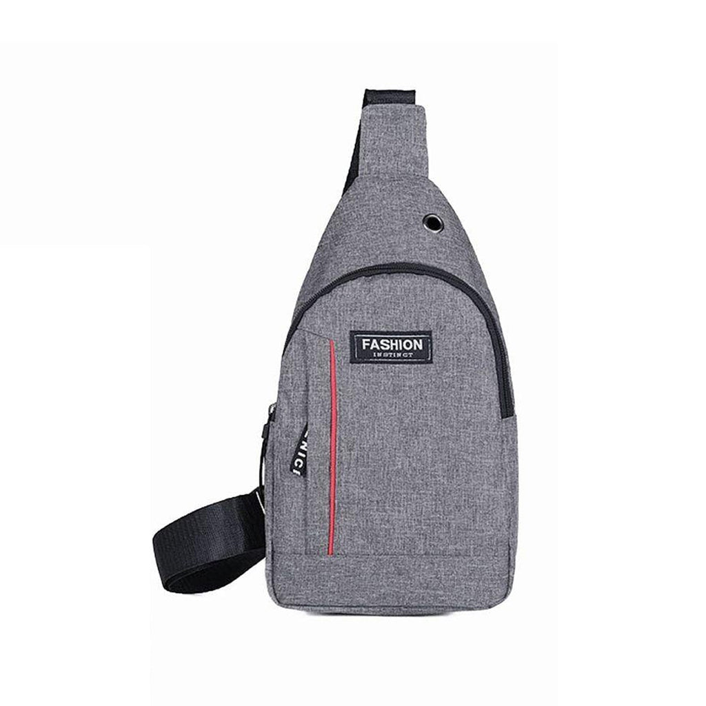 Sling travel bag in grey with USB port - Anti-Theft Crossbody Bag pack with USB Charging