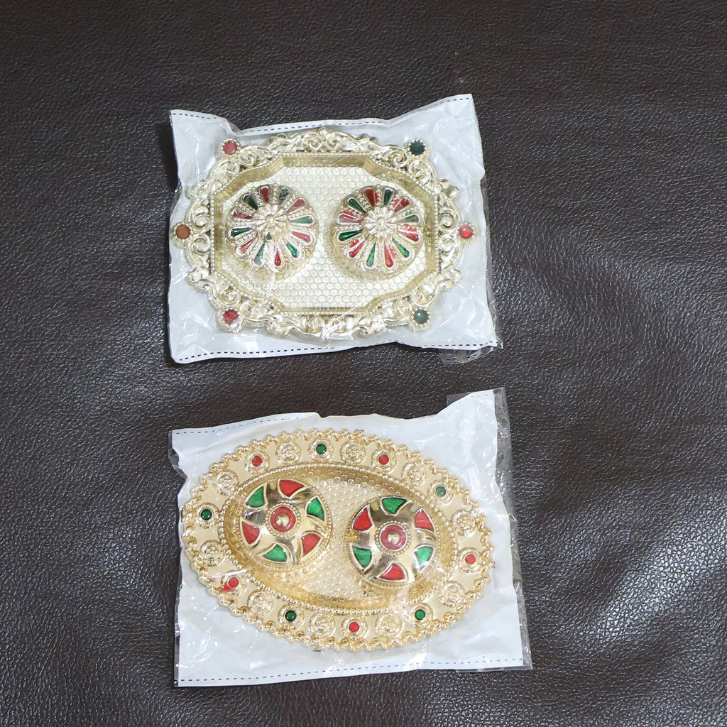 Meenakari Roli–Chawal Pooja Thali -  (1 Pc / Mix design)