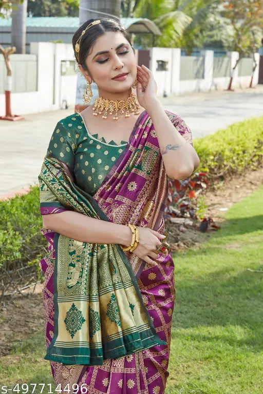 Cotton Silk Jacquard Saree – Purple Banarasi Saree