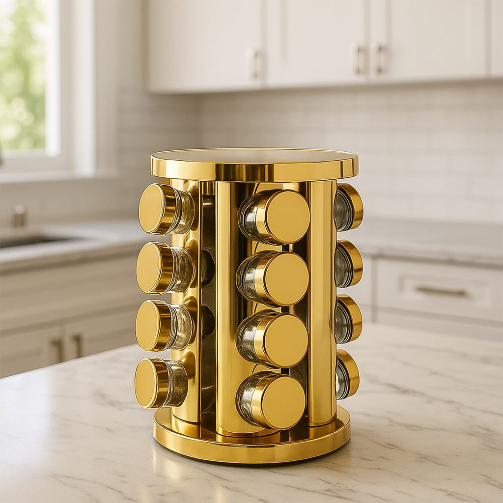 LED Spice Rack Organizer, Rotating Spice Rack with Free 16 Seasoning Jars
