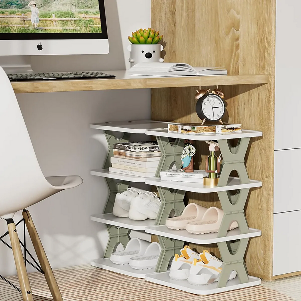 4 LAYER SHOES STAND, SHOE TOWER RACK SUIT FOR SMALL SPACES, CLOSET, SMALL ENTRYWAY, EASY ASSEMBLY AND STABLE IN STRUCTURE, CORNER STORAGE CABINET FOR SAVING SPACE