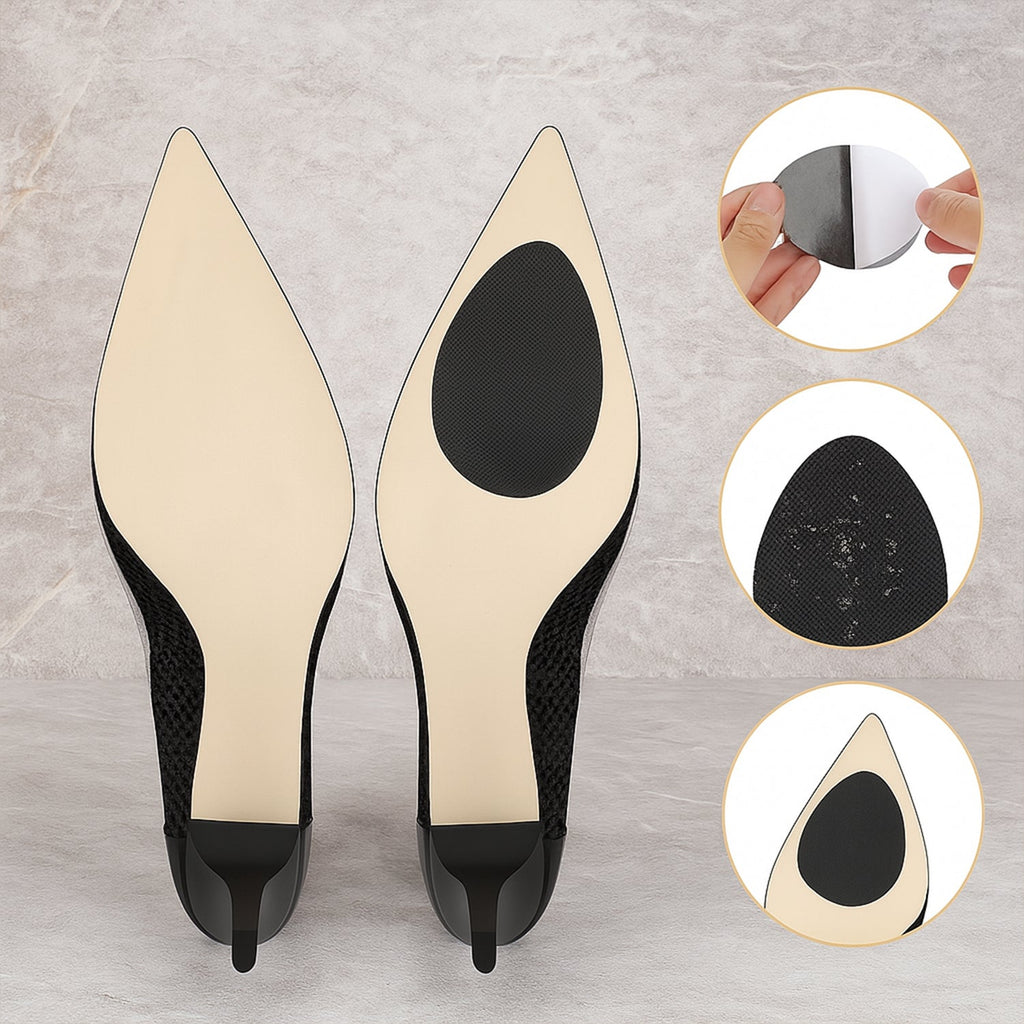 Non-Slip Shoe Pads, Rubber Shoe Sole Protector Pads, Self-Adhesive Shoe Grips Pads Stickers Non Skid for Ladies Shoes, High Heels, Boots