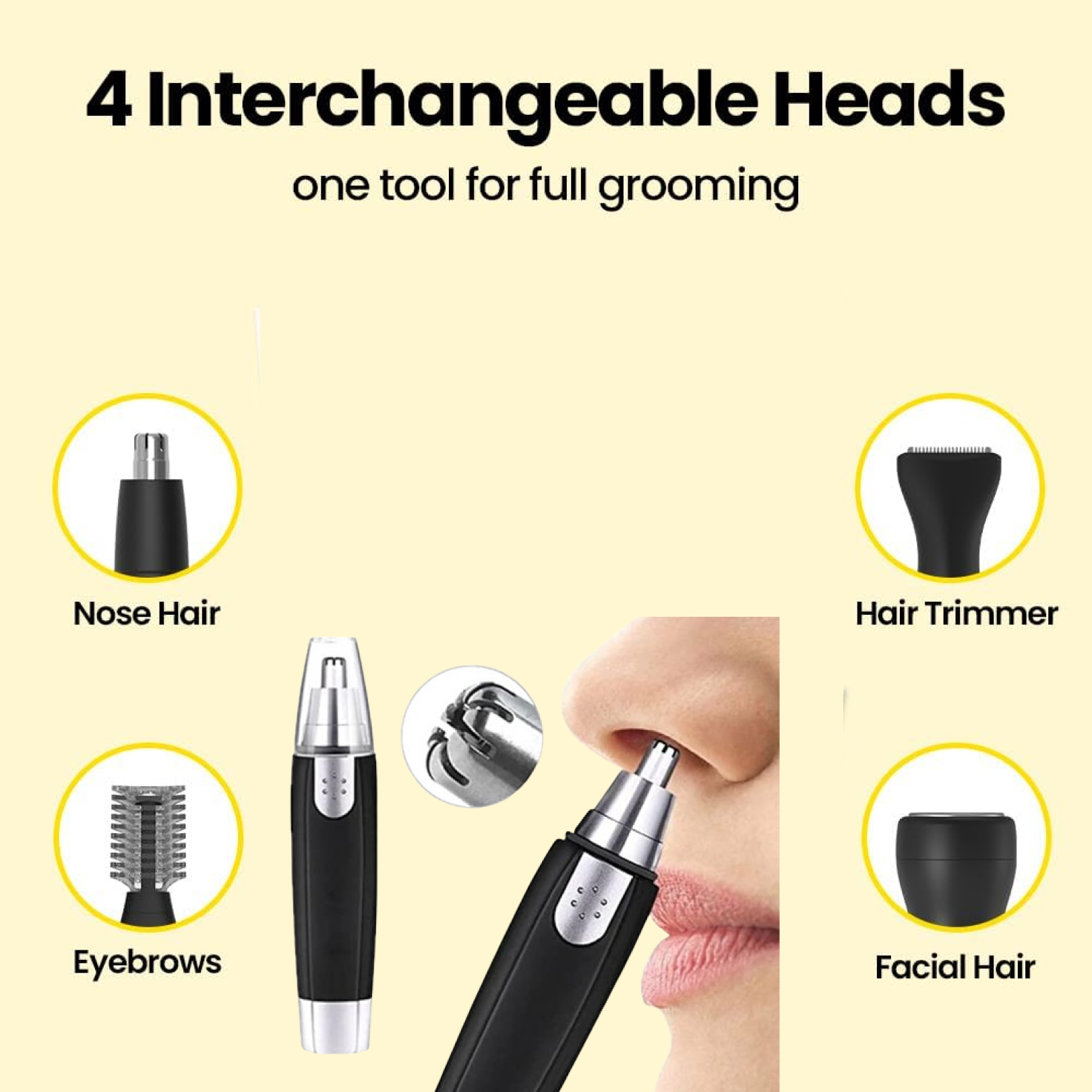 Ear and Nose Hair Trimmer, Sharp Steel Battery-Operated