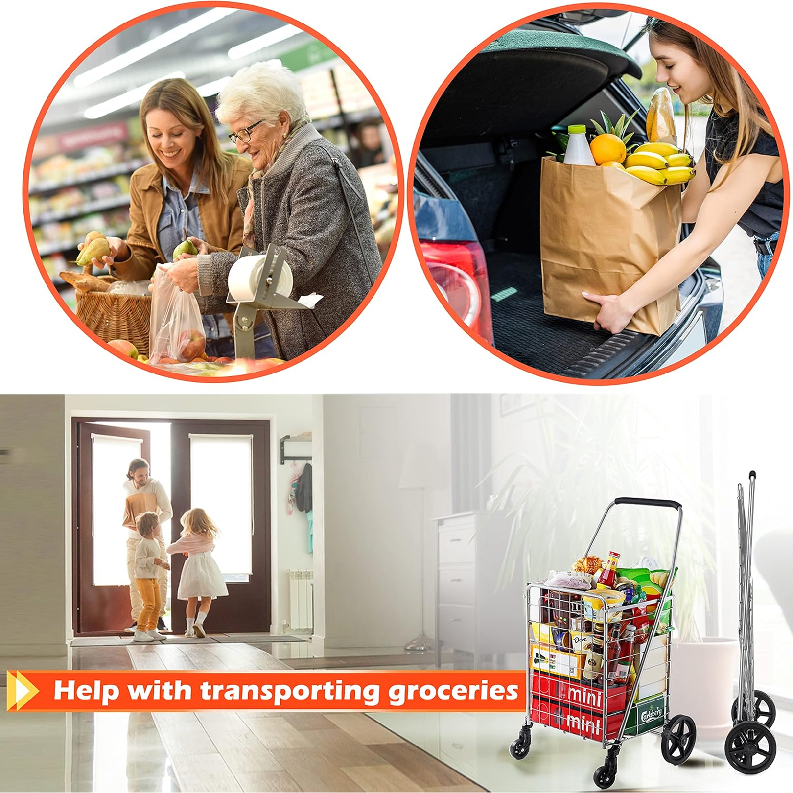 Foldable Shopping Trolley with Wheels ( MOQ :- 2 Pc)