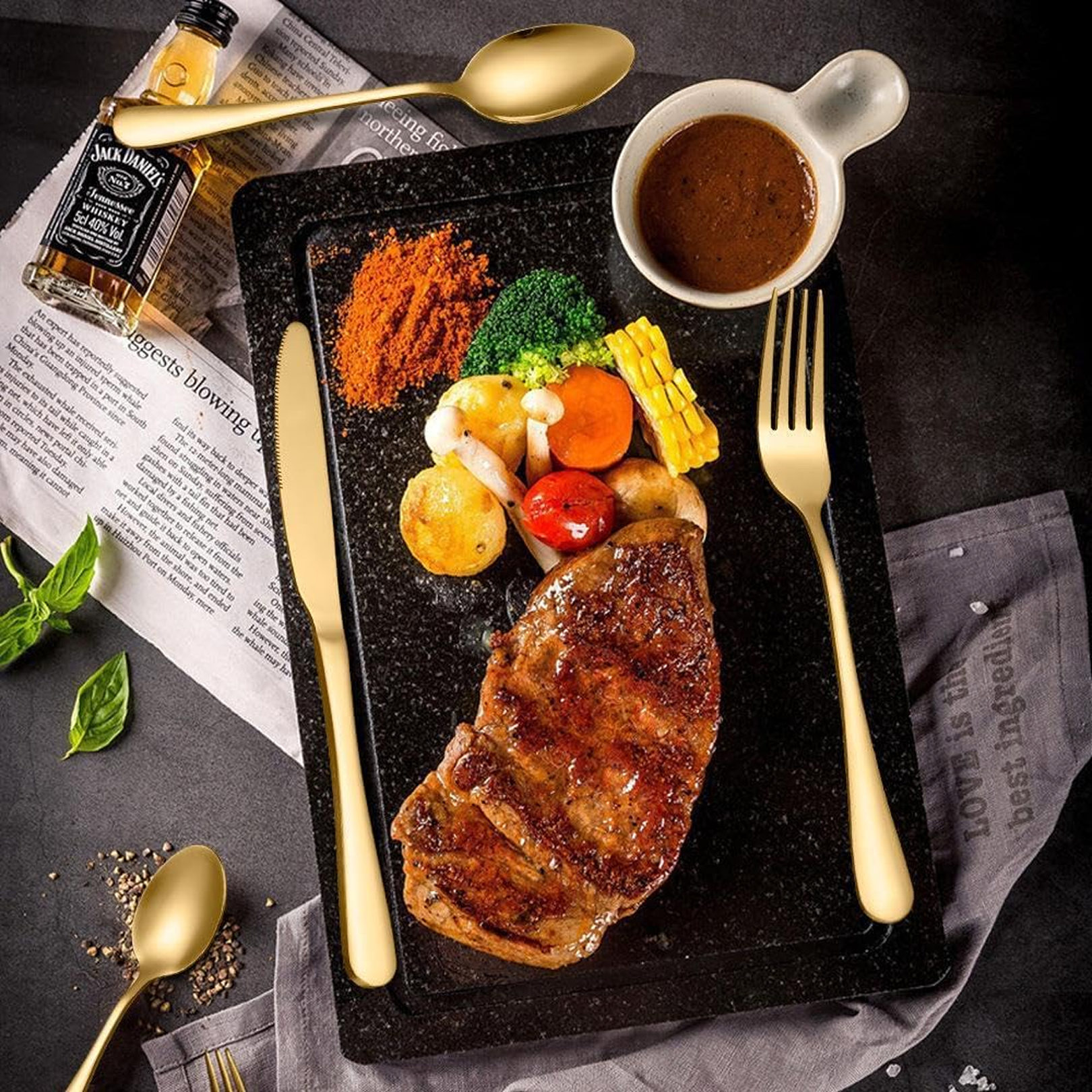 Premium Cutlery Set 24 Pcs with Oval Shaped Stand