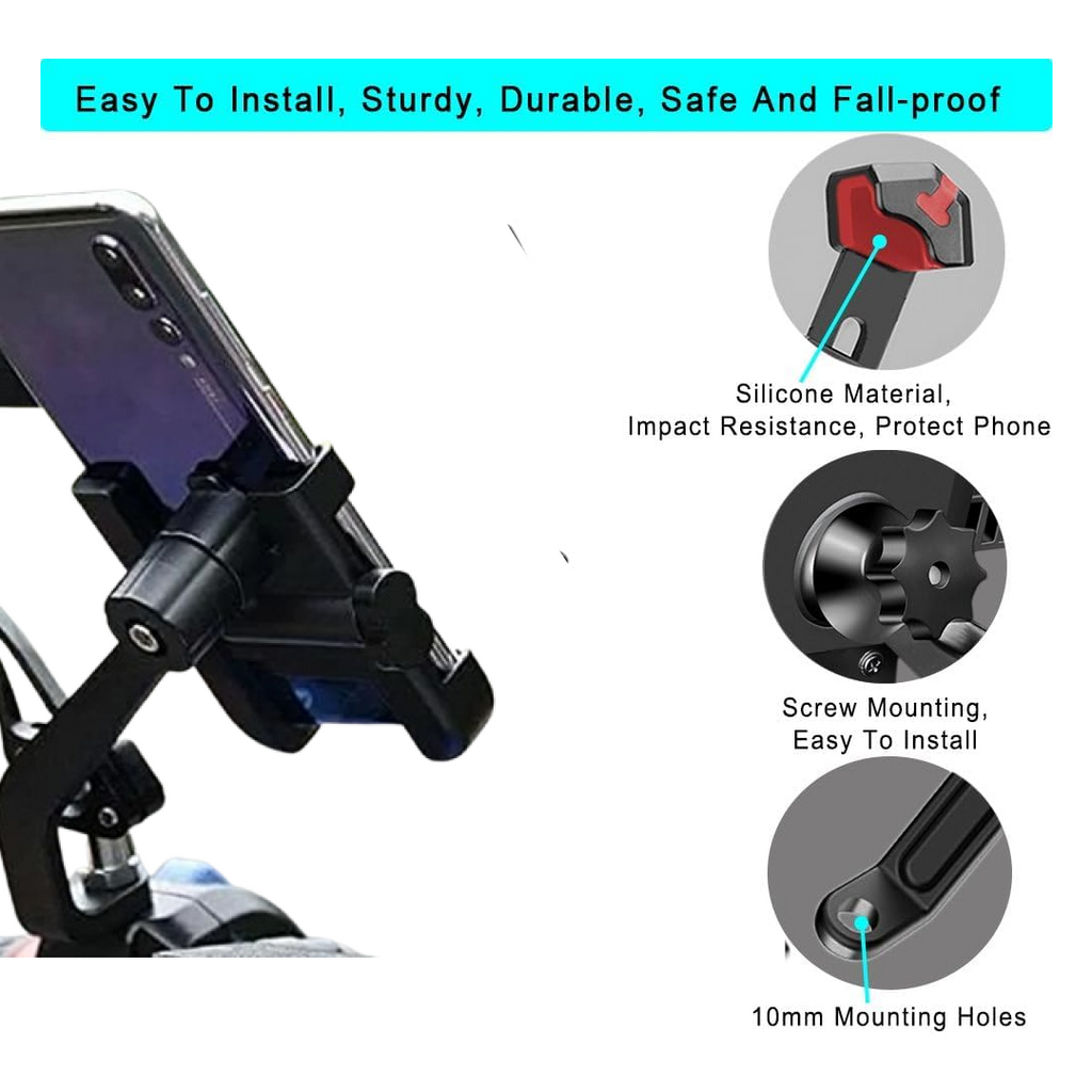 Mobile Phone Holder - Easy Adjustable Rear View Mount for Bike
