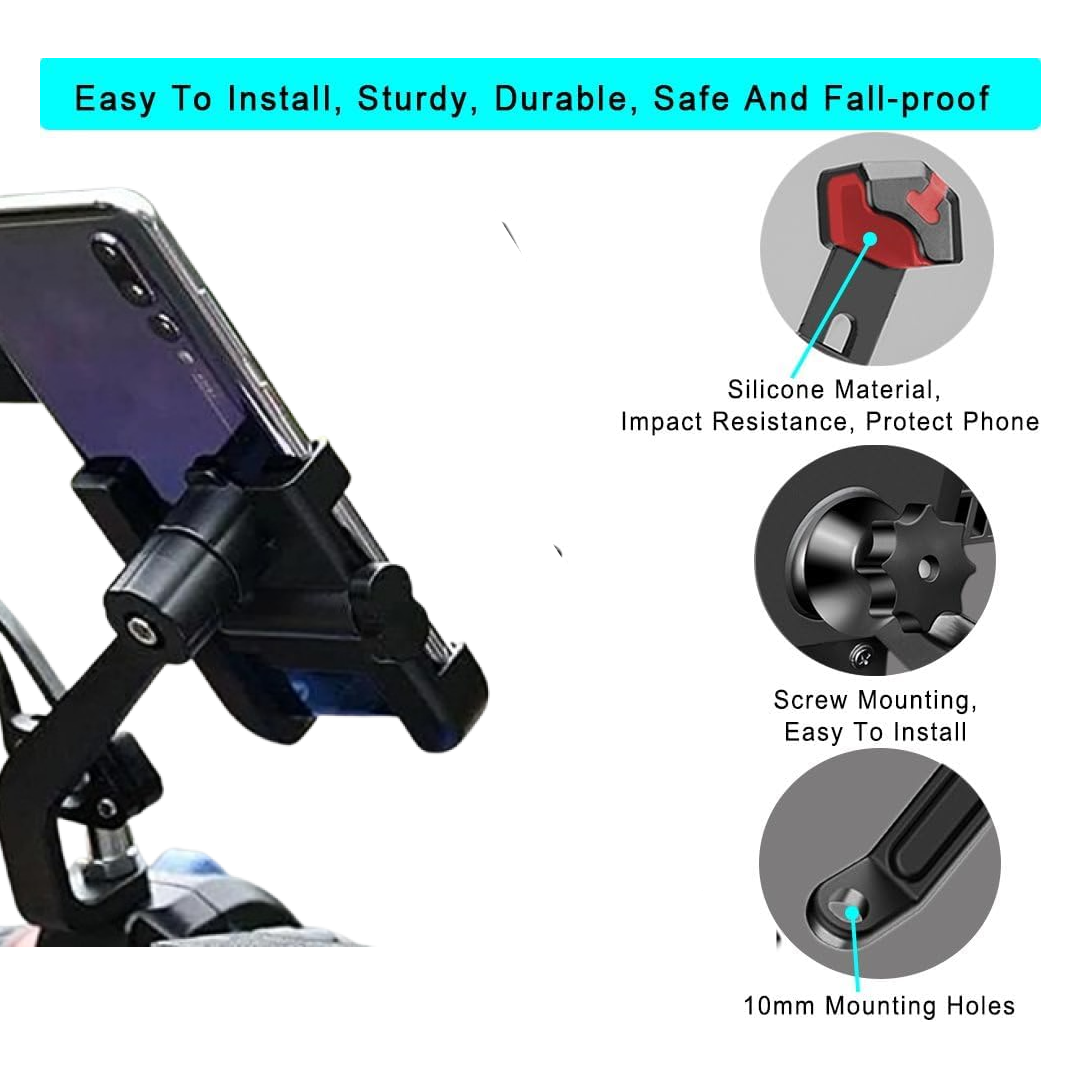 Mobile Phone Holder - Easy Adjustable Rear View Mount for Bike