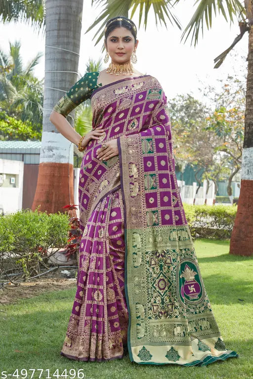Cotton Silk Jacquard Saree – Purple Banarasi Saree