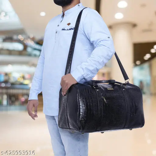 Premium Crocodile Pattern Duffel Bag | Faux Leather