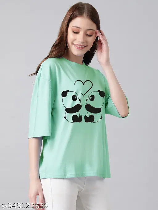 Women’s Oversized Printed Cotton Blend T‑Shirt