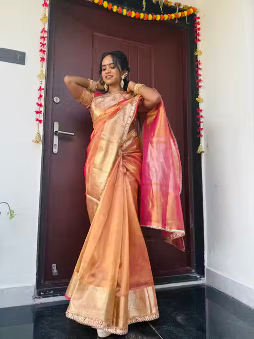 Special Tissue Silk Saree with Lace Border – Banarasi Party Wear