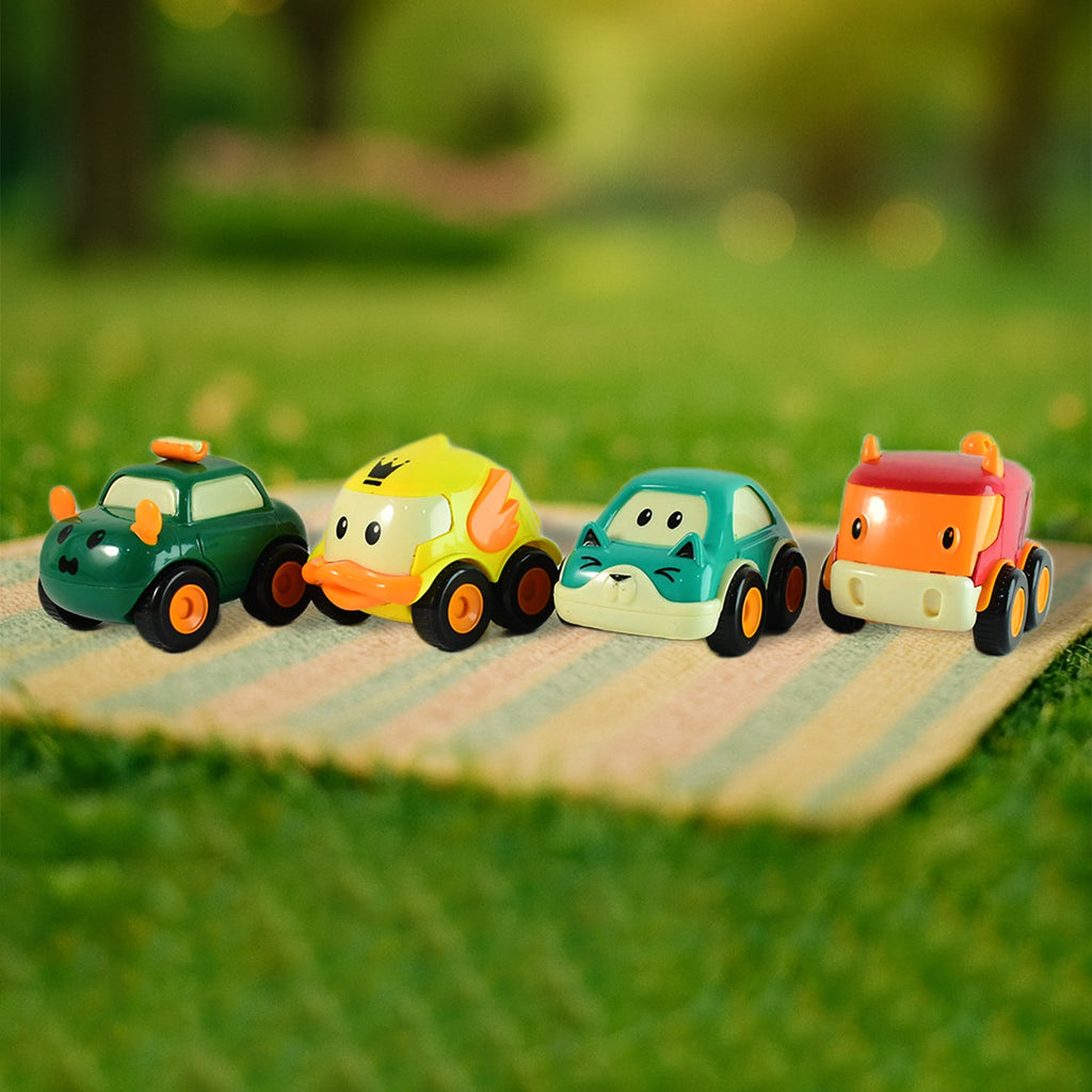 Funwoods Animal Cartoon Pull-Back Toy Car - (4 Pc / Set)