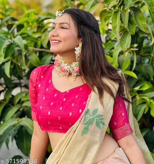 White Soft Muga Cotton Saree – Ethnic Floral Weaving