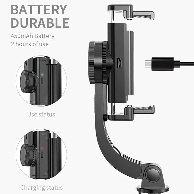 Gimbal For Phone Stabilizer Selfie Stick Tripod with Bluetooth Remote & 360° Rotation – Black