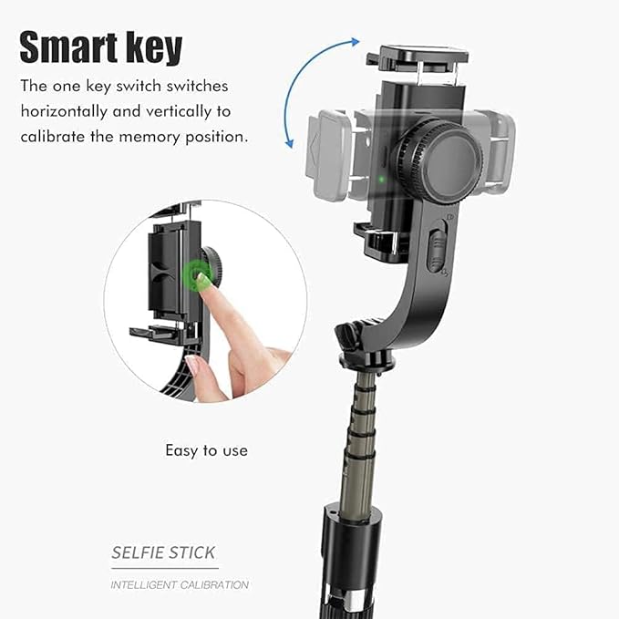 Gimbal For Phone Stabilizer Selfie Stick Tripod with Bluetooth Remote & 360° Rotation – Black
