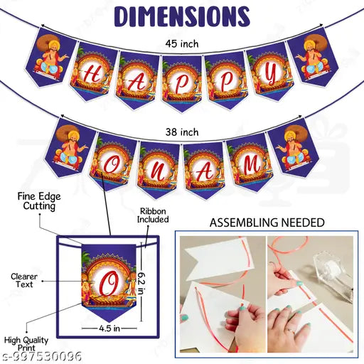 Onam Special 41‑Piece Decoration Combo Kit | Banner, Props & Festive Backdrop