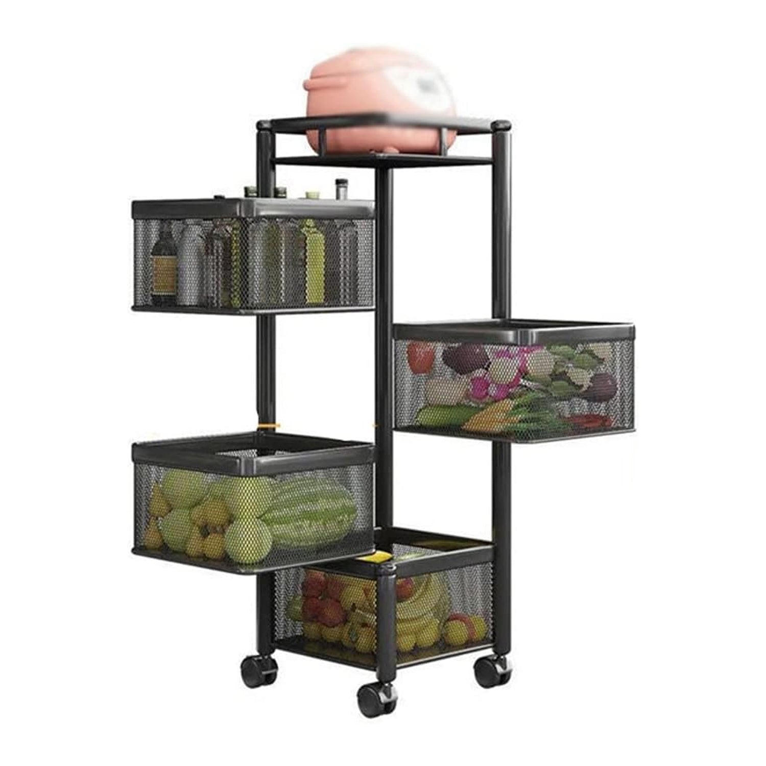 Metal High Quality Kitchen Trolley with wheels Kitchen Organizer