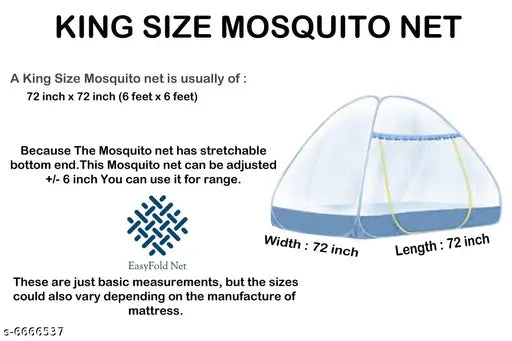 Polyester Foldable Mosquito Net  ( 6 feet X 6 feet )