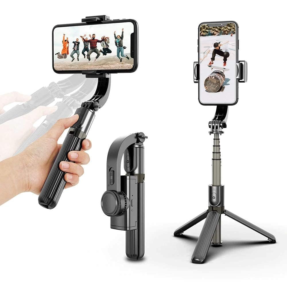 Gimbal For Phone Stabilizer Selfie Stick Tripod with Bluetooth Remote & 360° Rotation – Black