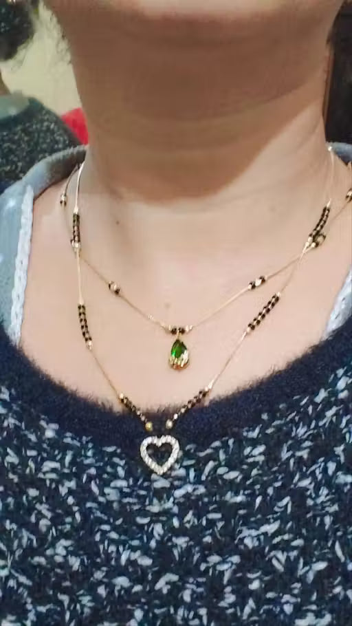 Heart Pendant American Diamond Mangalsutra | Gold Plated Premium Jewellery