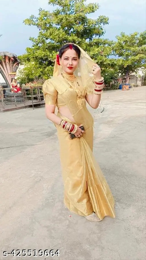 Wedding Anniversary Tissue Banarasi Saree with Zari Border