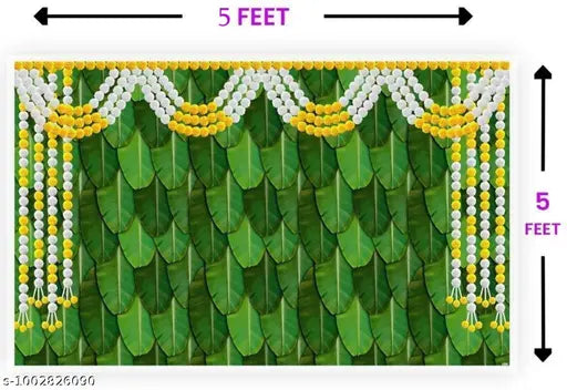 Onam Special Banana Leaf Backdrop Cloth | 5x5 ft Traditional Festive Décor
