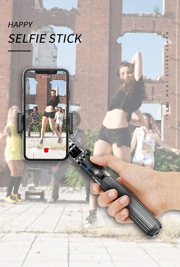 Gimbal For Phone Stabilizer Selfie Stick Tripod with Bluetooth Remote & 360° Rotation – Black