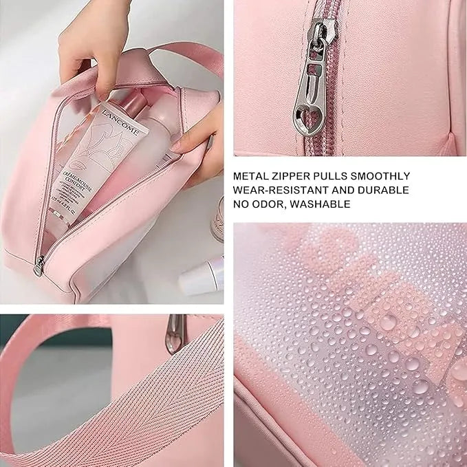 Cosmetic Pouch, Make up Bag for Home & Travel, Toiletry Bag for Cosmetics, Brushes, Accessories Set of 3 Small, Medium & Big - Wash Bag