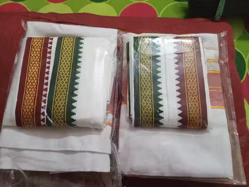 Onam Special Men’s Cotton Rajam Mundu with Big Border & Thalapathy Towel | 4 Muzham
