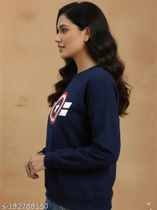 Trendy Women’s Boyfriend Fit Oversized Sweatshirt – Blue
