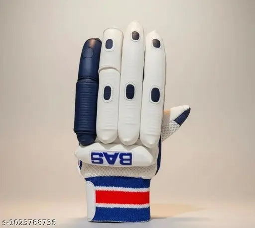 Premium Cricket Batting Gloves – BAS Player Edition (White & Blue)