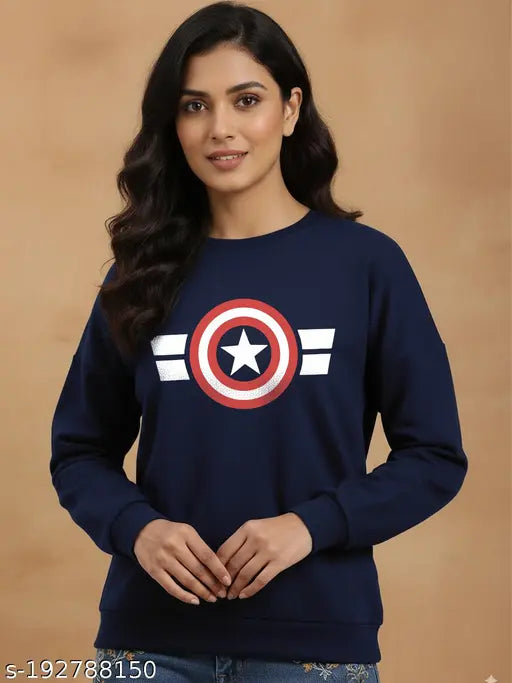 Trendy Women’s Boyfriend Fit Oversized Sweatshirt – Blue