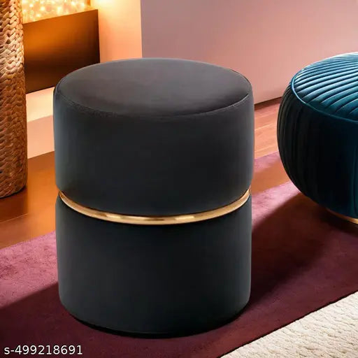 Black Wooden Ottoman for Living Room & Office