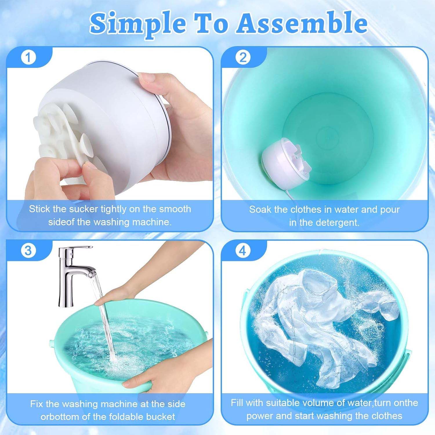 Mini Turbo Washing Machine – Portable USB-Powered Washer for Home, Camping, College & Small Spaces